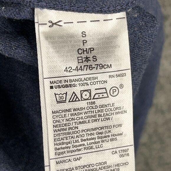 Gap Shirt Mens Small Blue Flannel Button-Front Long-Sleeve Business Casual - Picture 6 of 11